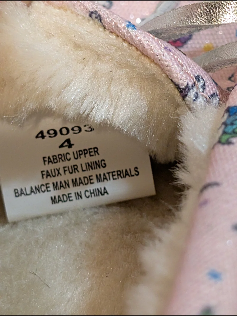 Minnetonka Pink Unicorn Print Moccasin Slippers with Silver Bow Accent